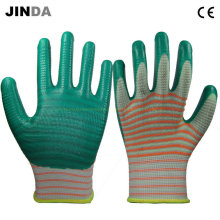 U209 Zebra-Streifen Grün Nitril beschichtete PPE Handschuhe